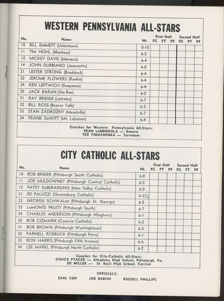 March 1968 Dapper Dan • Roundball Classic Program • High School All-Stars