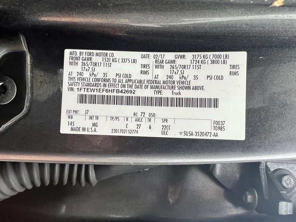 F150 2017 Keys/Latches/Locks 104768918