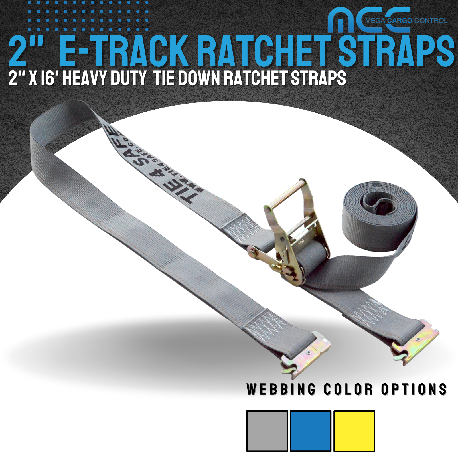 20 Pack 2" X 16' E-Track Ratchet Tie Down Strap Truck Trailer Enclosed Cargo Van