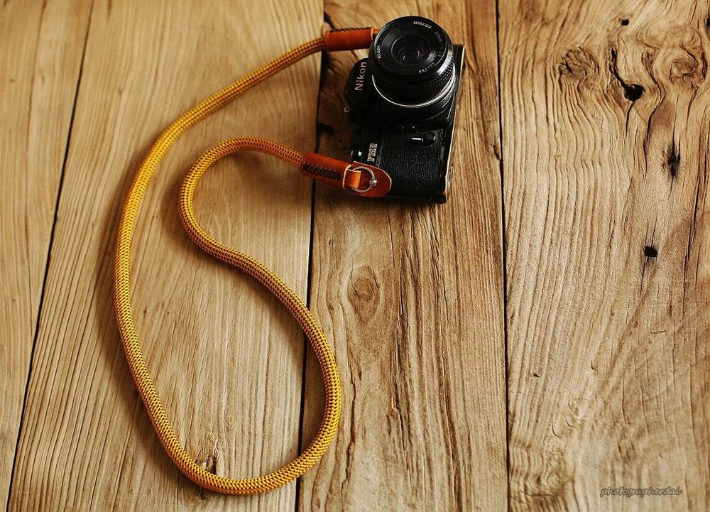 Golden climbing rope 10mm handmade camera strap