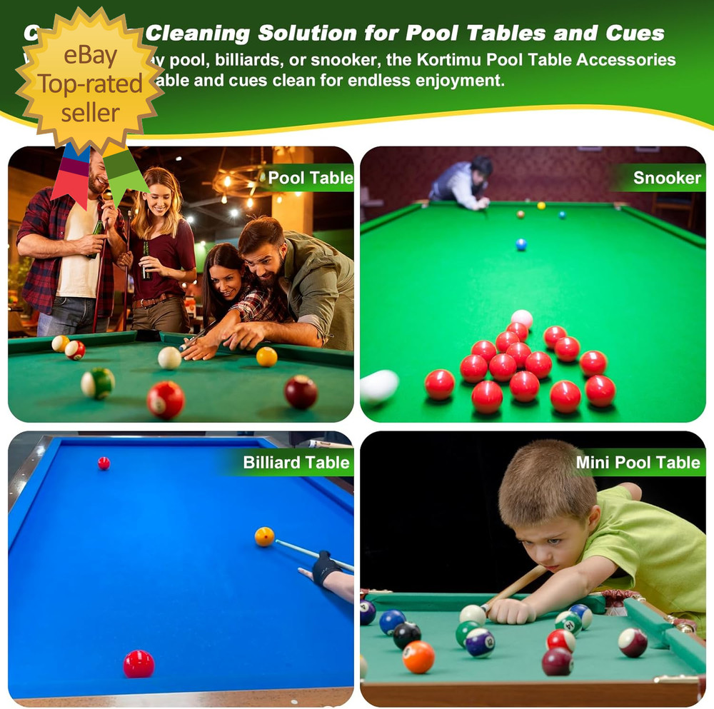 Billiard Pool Table Accessories Kit: 10 Piece Set with 2 Pool Table Brushes