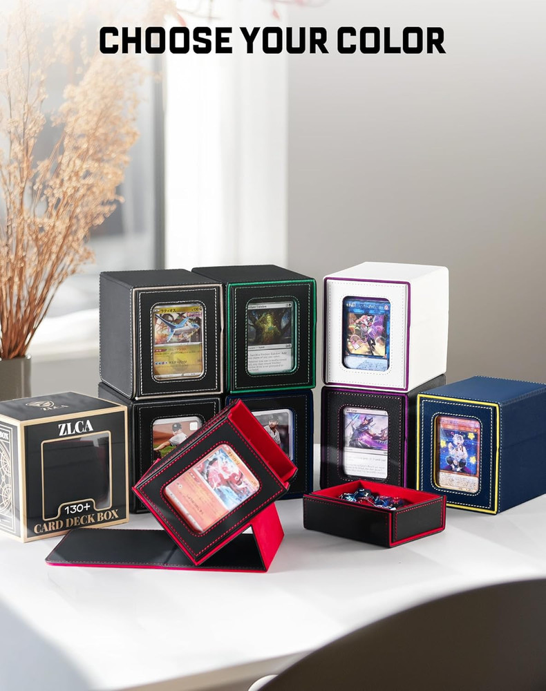 ZLCA MTG Commander Deck Box with Display Window, Card Deck Box Holds 100 Double-