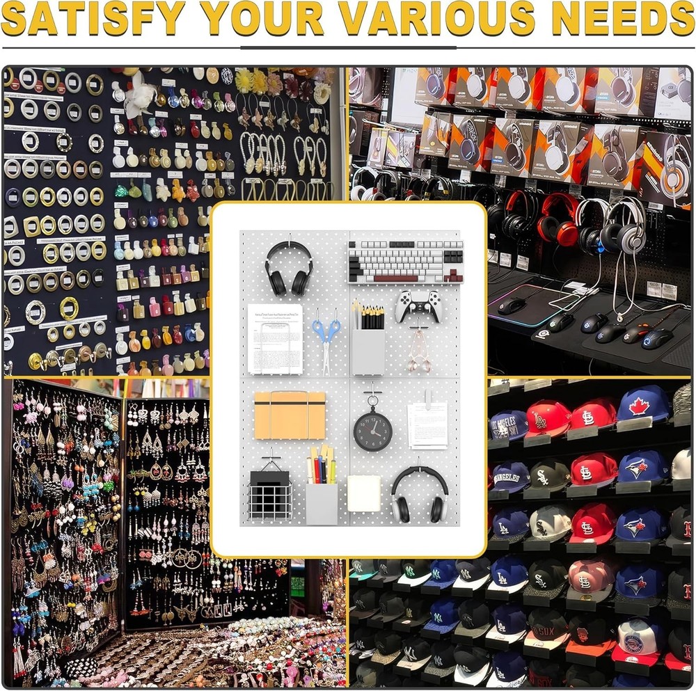 Versatile Gray Pegboard Wall Panels - Rust-Resistant with Easy Installation