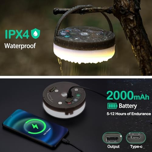 Camping String Lights with Remote Control, 4 in Outdoor 1 Remote control