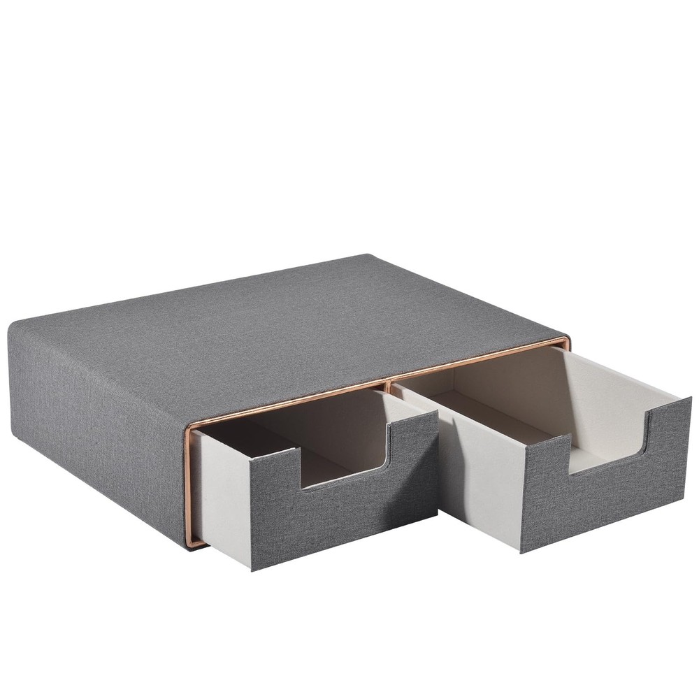 Pu Leather Stackable Desk Drawer Organizer,2-Drawers Desk Caddy for Office Ba...