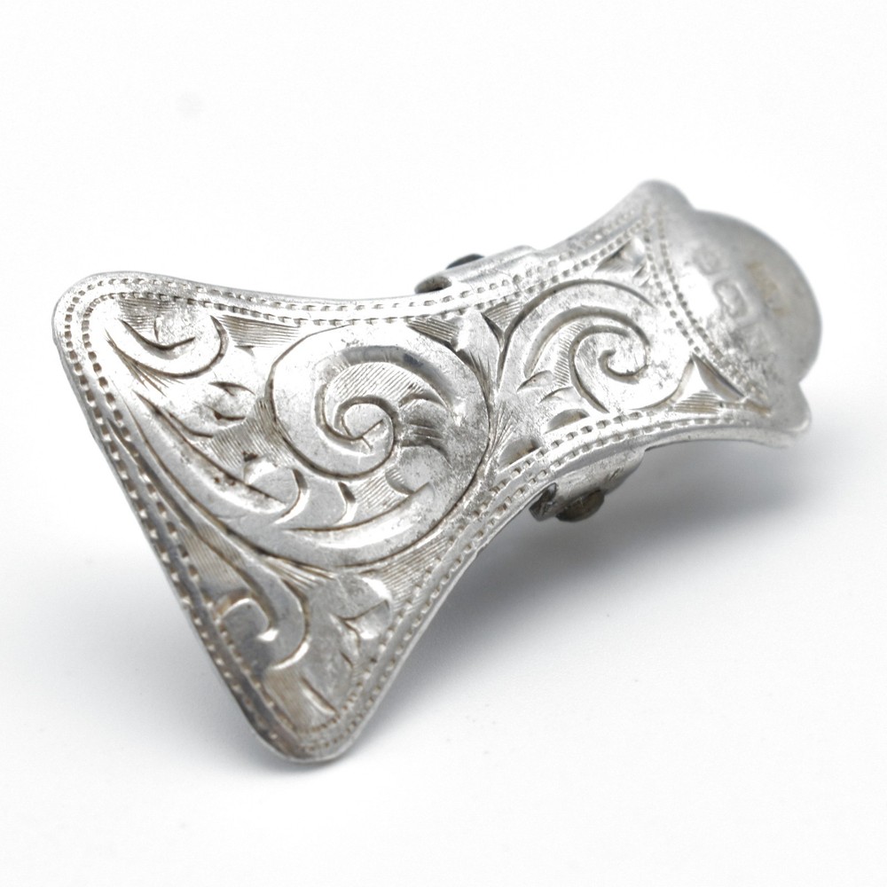 Antique Solid Silver Napkin Clip Art Deco 1937 Pattern Engraved