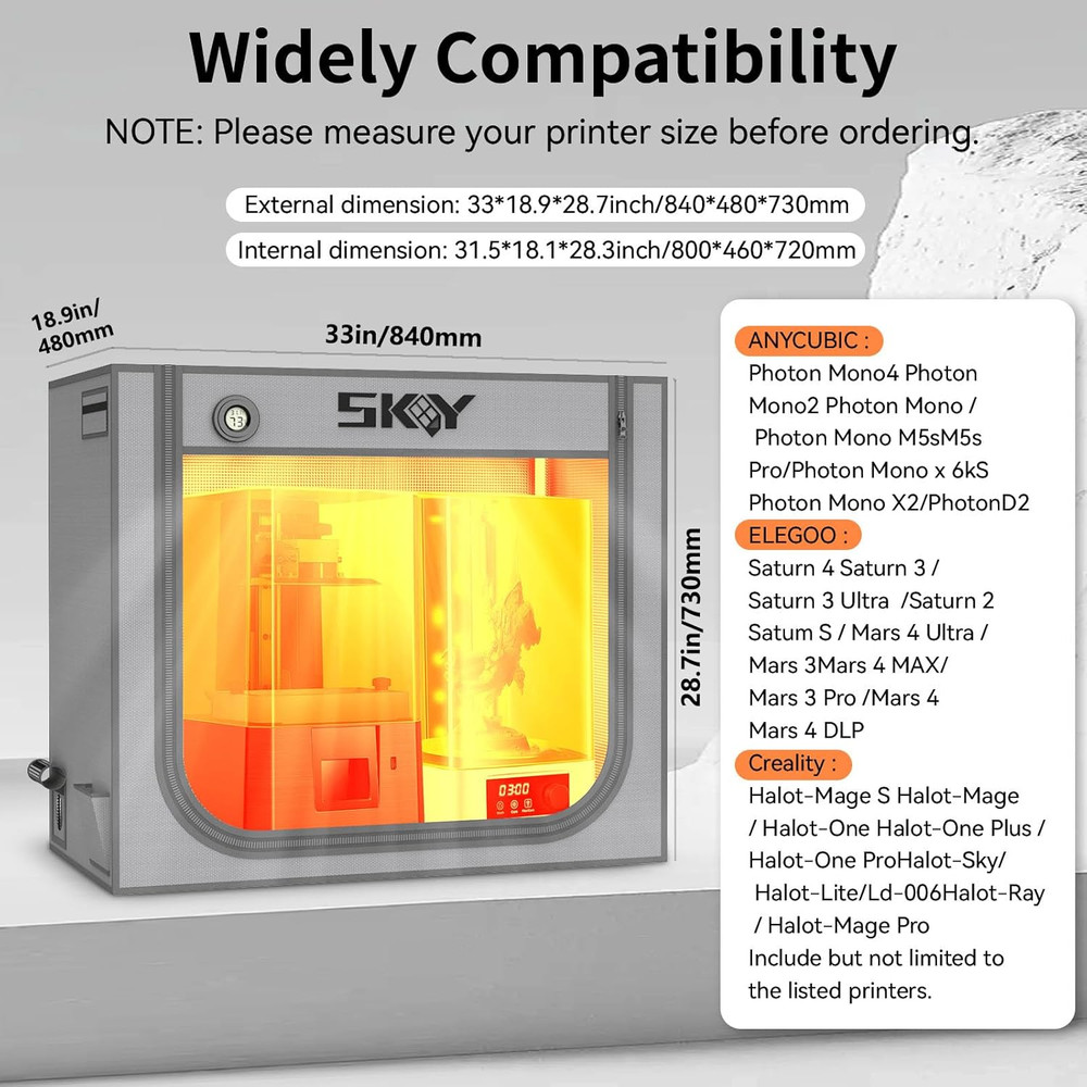 Double Space Resin 3D Enclosure with Ventilation Kit LED Light, 3D Printer Vente