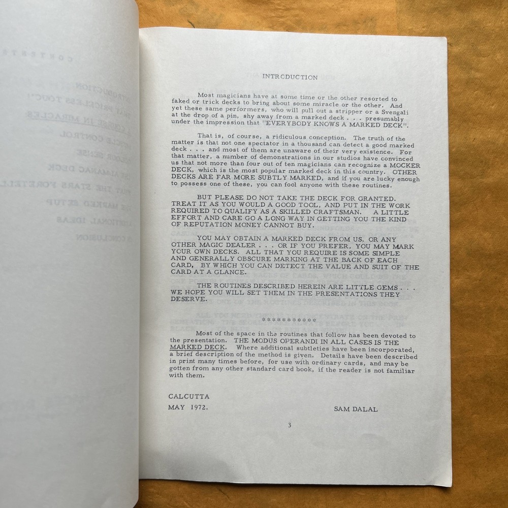 Magic with A Marked Deck, Sam Dalal, 1976