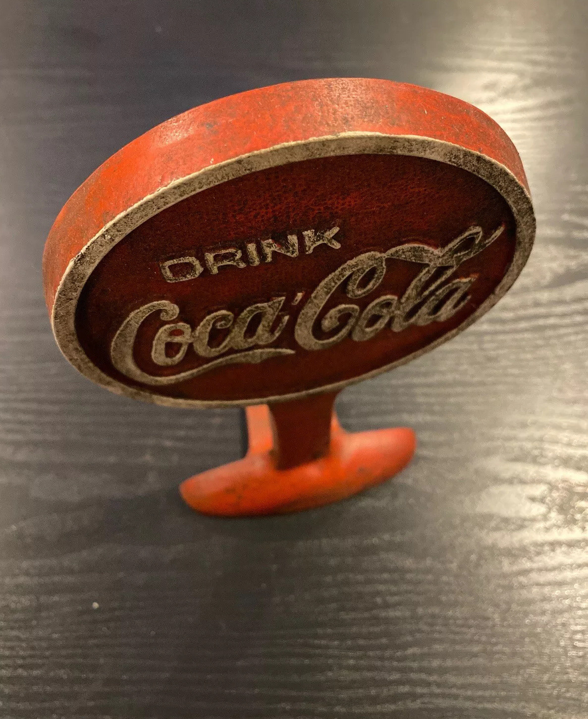 Coca Cola Door Stop Cast Iron Solid Metal Patina Doorstop Soda Coke Collector