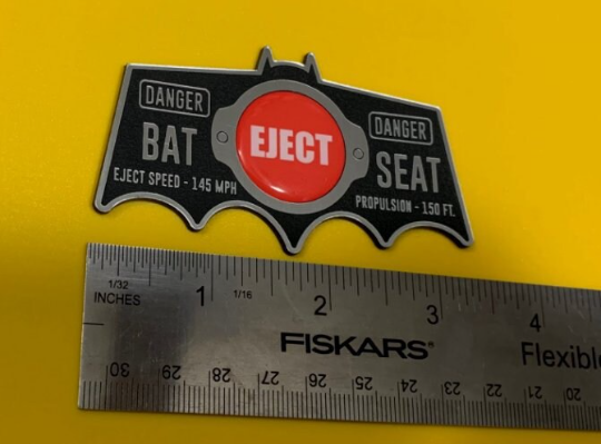 CUSTOM BATMOBILE EJECTION SEAT BUTTON CAR PLATE PROP 1966 BATMAN