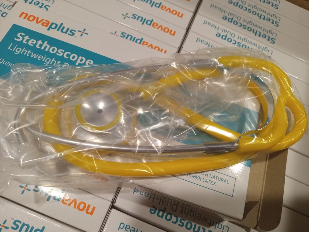 30 Count Kerma #V4330A NovaPlus Stethoscope, Lightweight Single-Head, Yellow