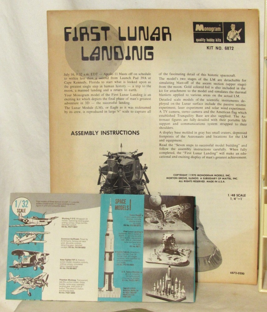 Monogram #6872 First Lunar Landing 1:48 Scale Open Box - NOS