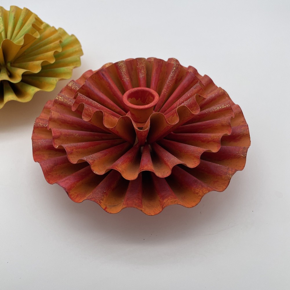 Zinnia Colorful Metal Candlestick Holders