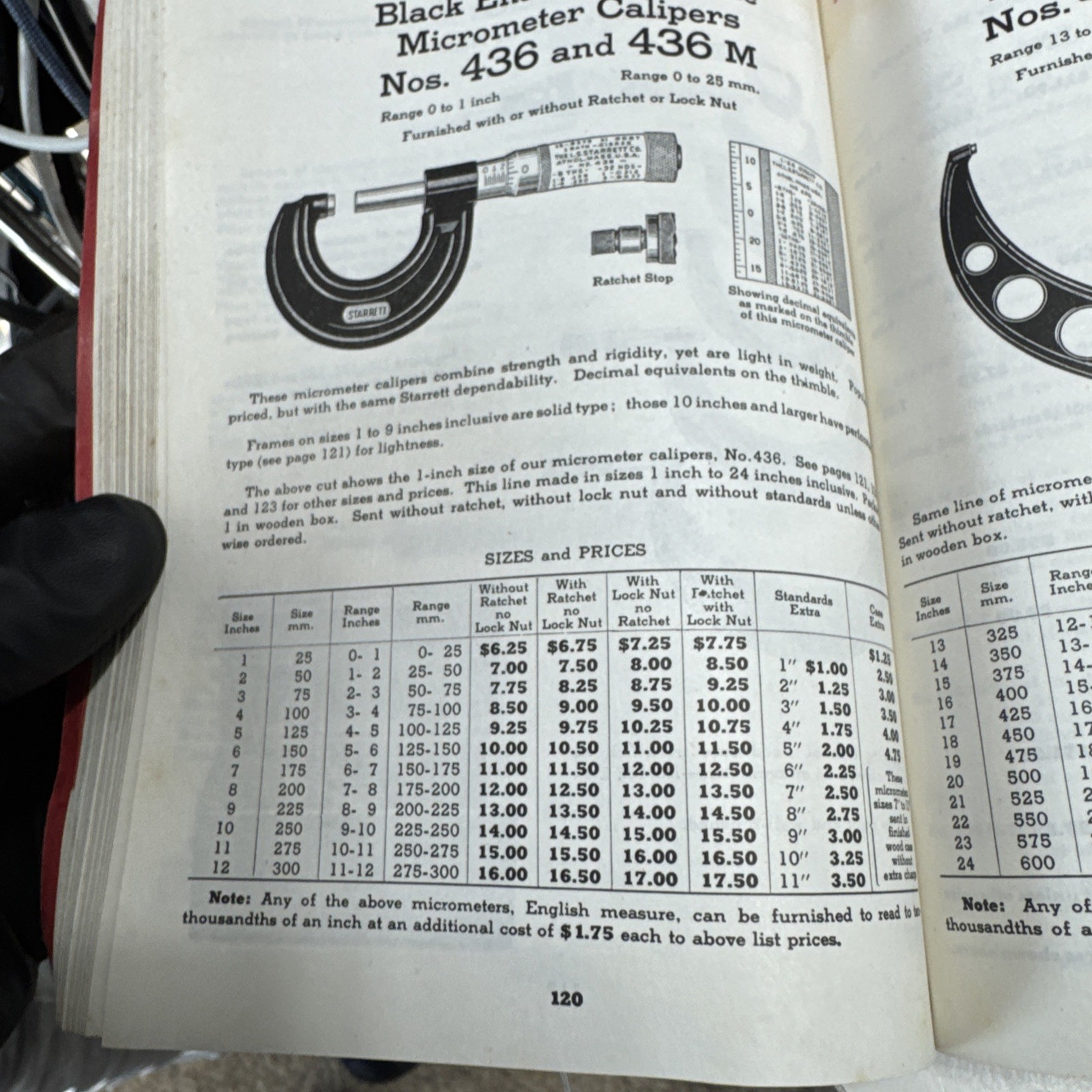 Starrett no. 436 Outside Micrometer 1-2" Range Enameled Calipers
