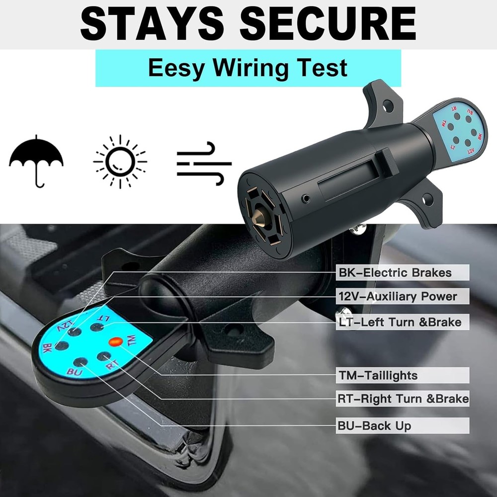 7 Pin Trailer Wiring Tester with LED Indicator Light