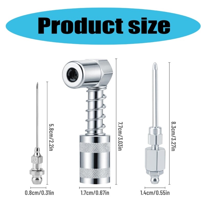 Grease Injection Tool, 90 Degree Needle Nozzle Set for Mechanical Workshop Use
