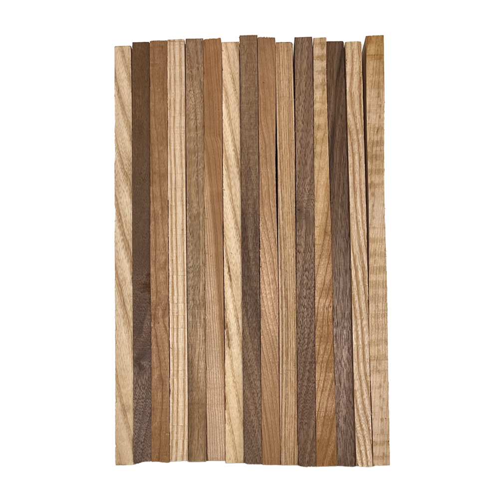 Pack of 15, Variety Species Thin Dimenisonal Lumber Boards(Ash, Cherry, Walnut)