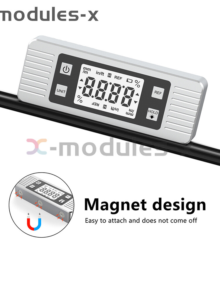 3in1 Protractor Inclinometer Level Ruler 4*90° Digital LCD Display W/ Backlight