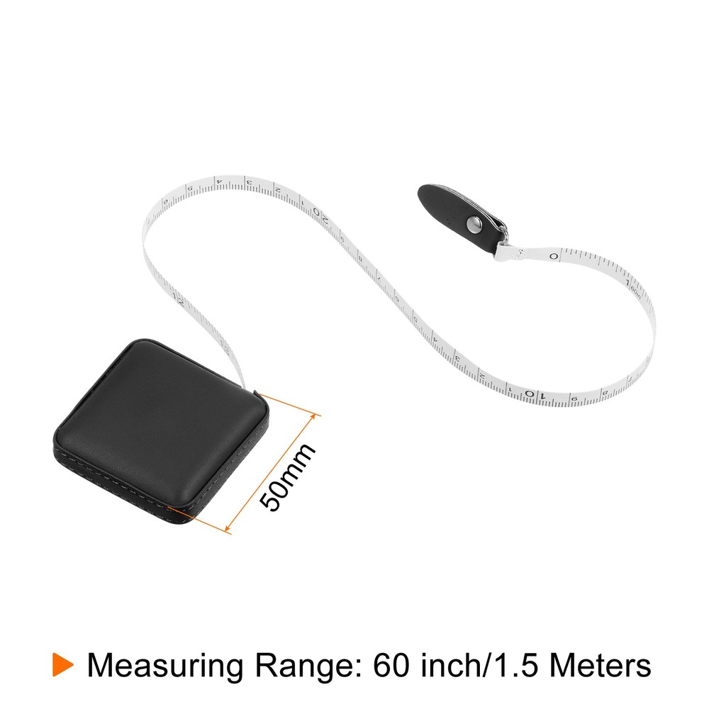 Square Retractable Tape Meter 150cm/60 Inch, Black
