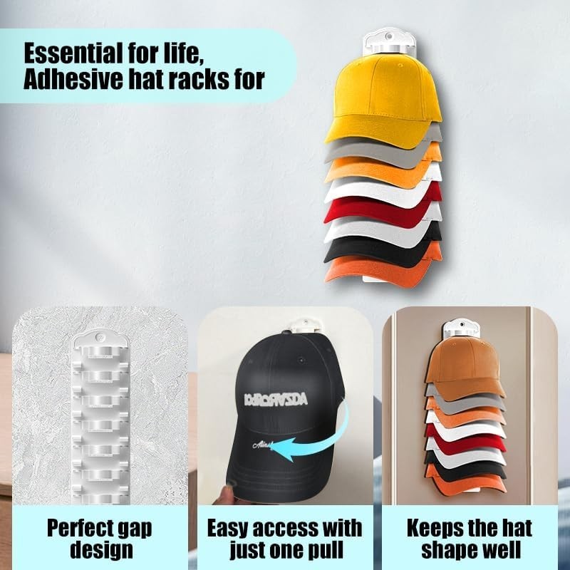 Superb Adhesive Hat Storage Rack - Keeps Your Caps Organized and Pristine, 2pcs