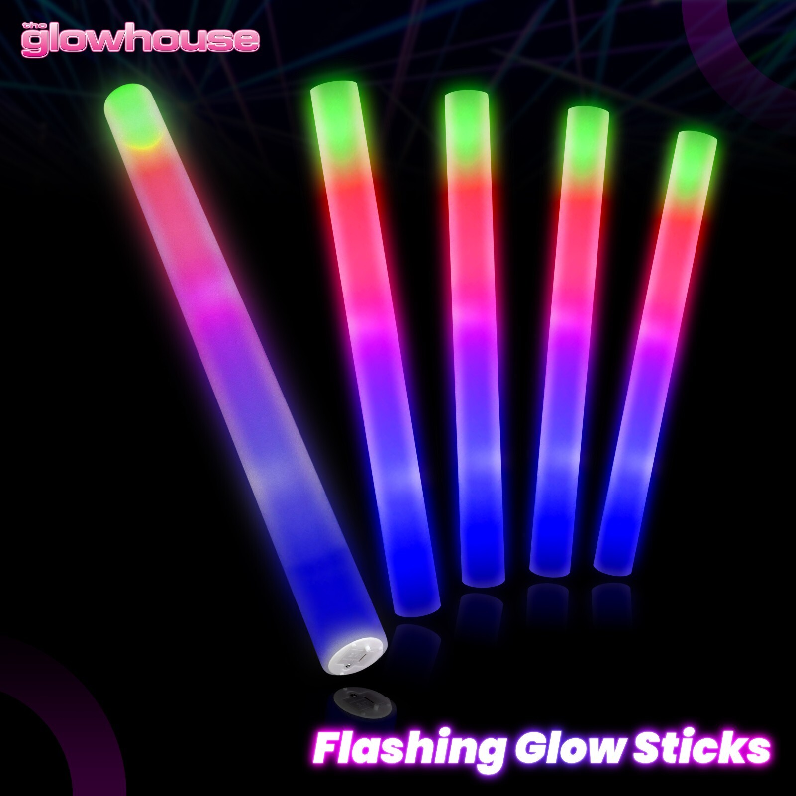 The Glowhouse Light Up Premium LED Foam Glow Stick High Quality Multi Colour