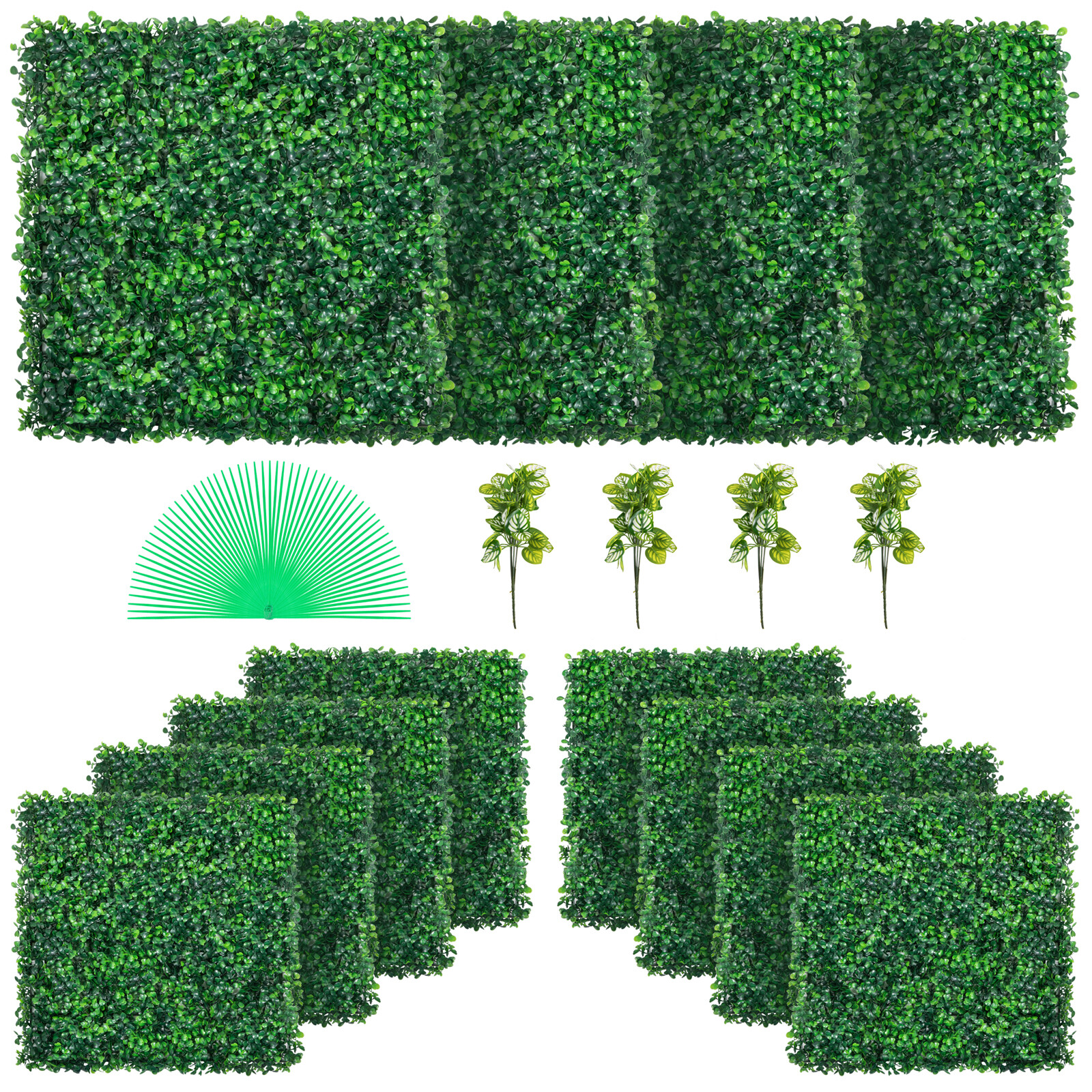 12pcs 20x20" Artificial Boxwood Wall Hedge Mat Plant Panels Outdoor Grass Fence