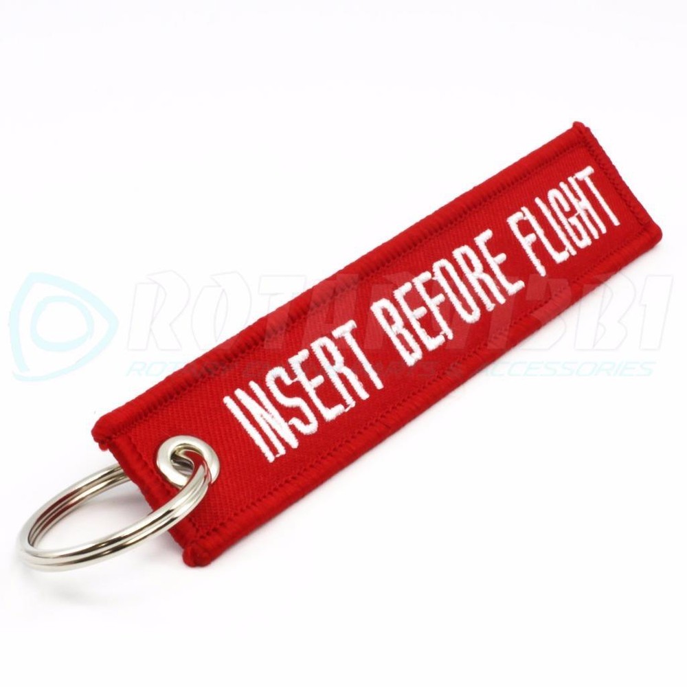 INSERT BEFORE FLIGHT QTY= 1 PC RED/white KEYCHAIN RING TAGS CABIN CREW PILOT