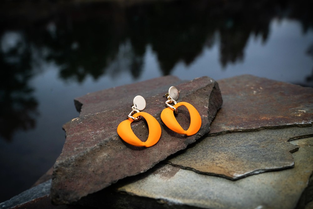 Post Earring With Colorful Geo Drop