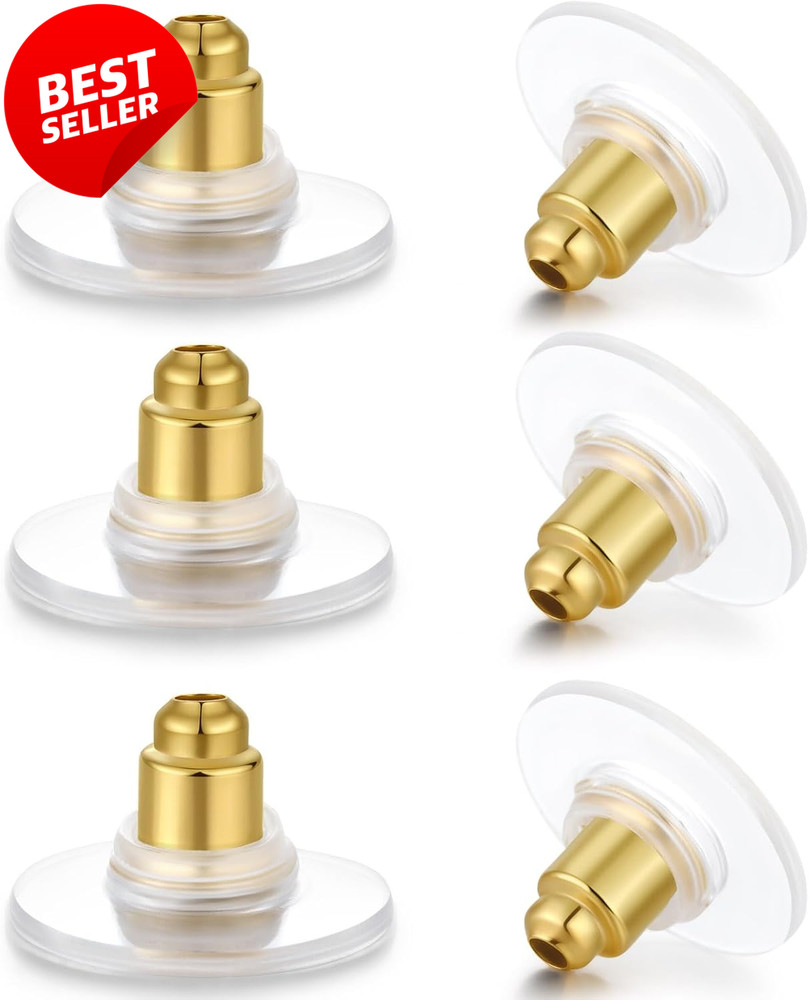 100pcs Gold Fishhook Earring Backs Bullet Clutch for Studs & Hoops - US