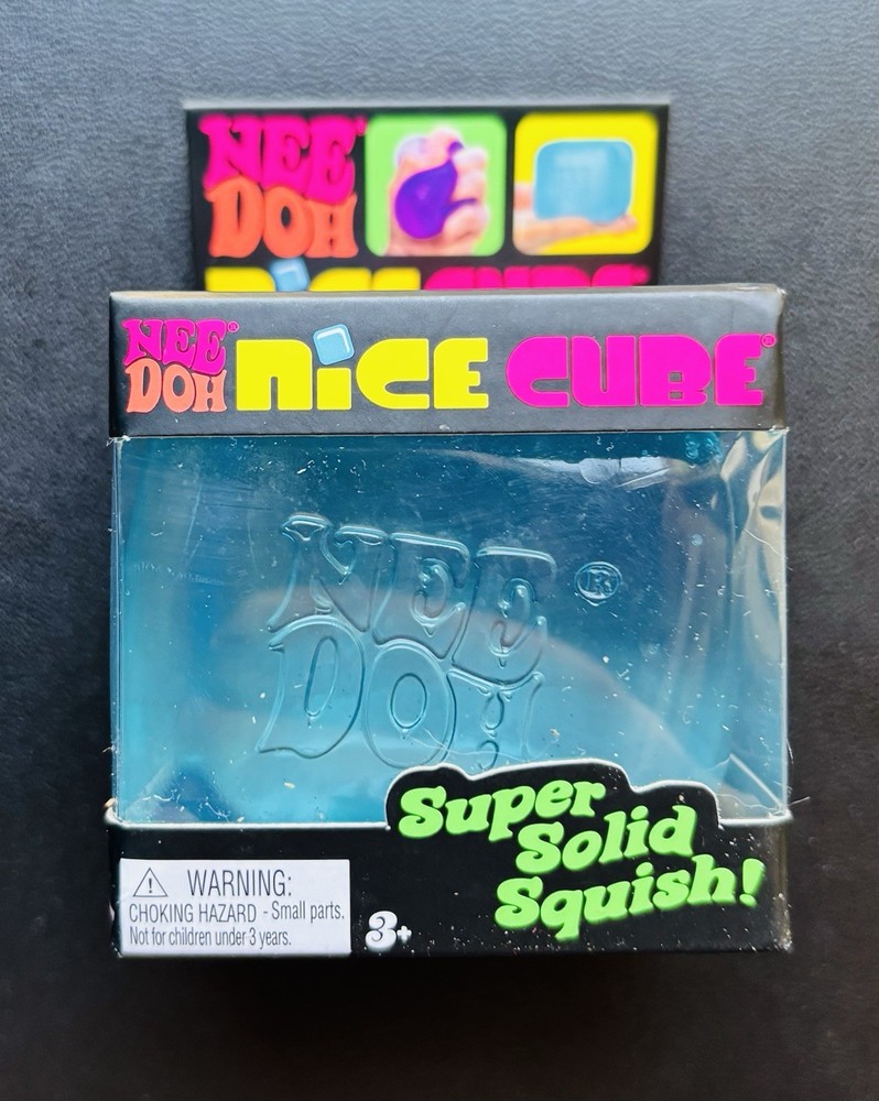 Nee Doh Nice Cube Super Solid Squish Blue Tactile Squeeze Toy