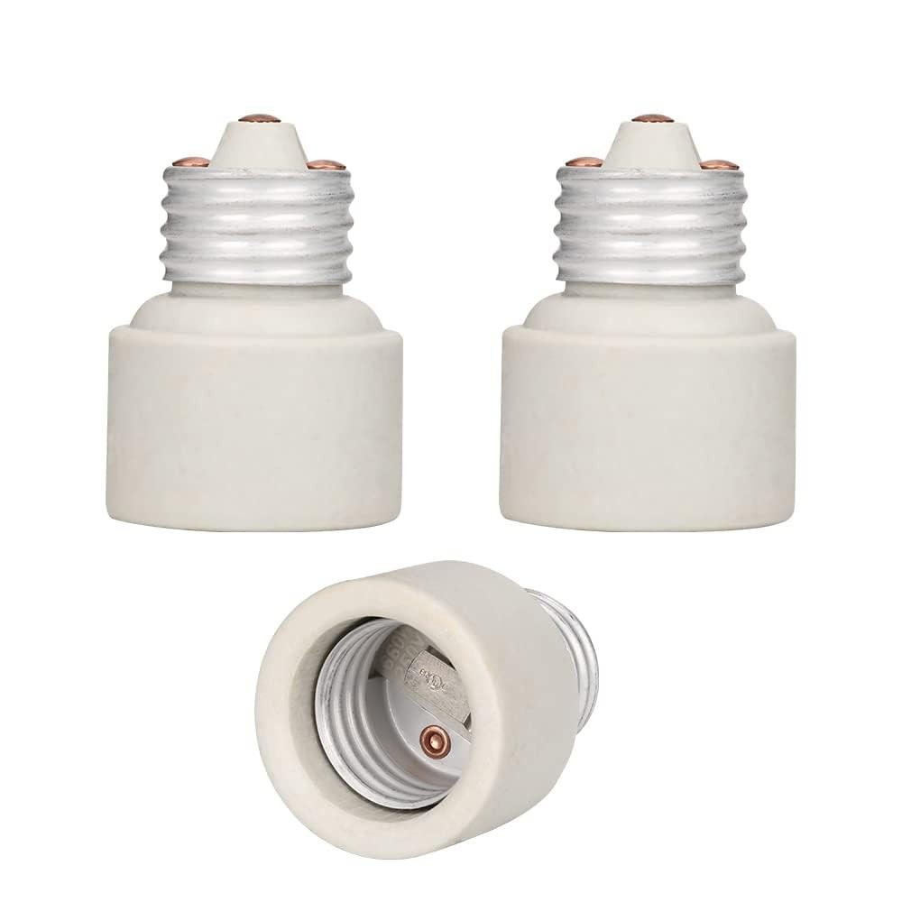 3 Pack Medium Screw Base To Medium Base Light Bulb Socket Porcelain Extender E26