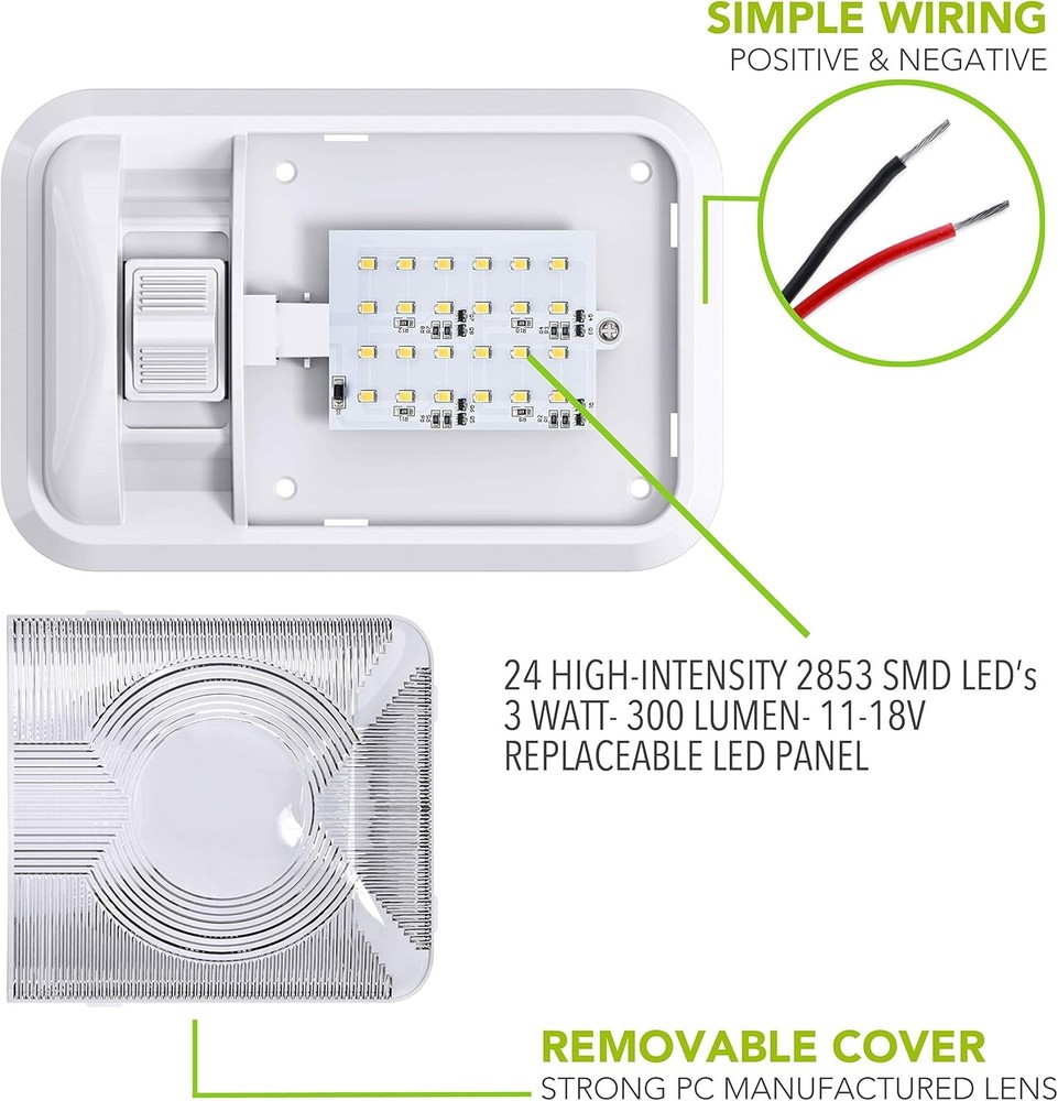 2 Pack 12V RV Ceiling Dome Light RV Interior Lighting Trailer Camper W/ Switch