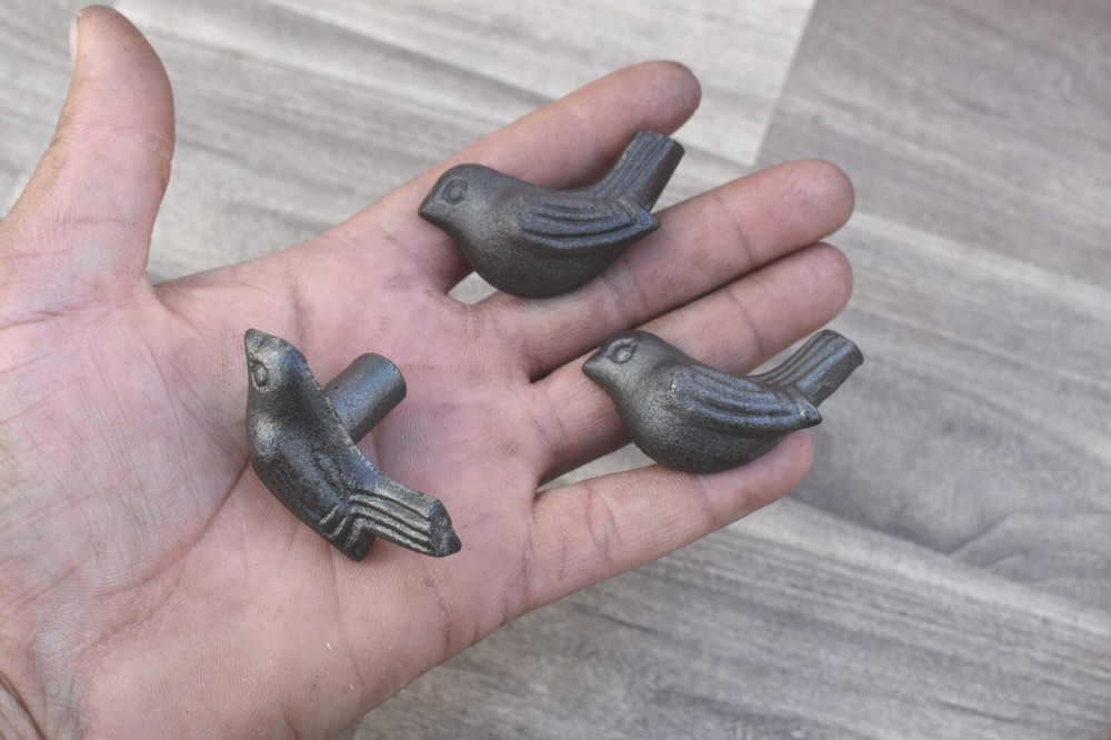 Cast Iron Knobs BIRD cabinet drawer Vintage door handles pull rustic 10 pcs