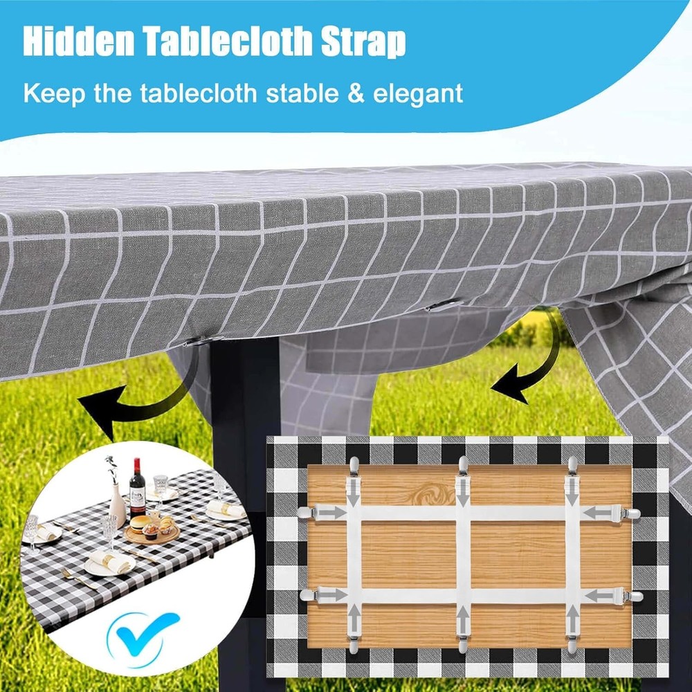 Table Cloth Holder Clips Hidden Strap 5 Pack Adjustable Elasticity Picnic