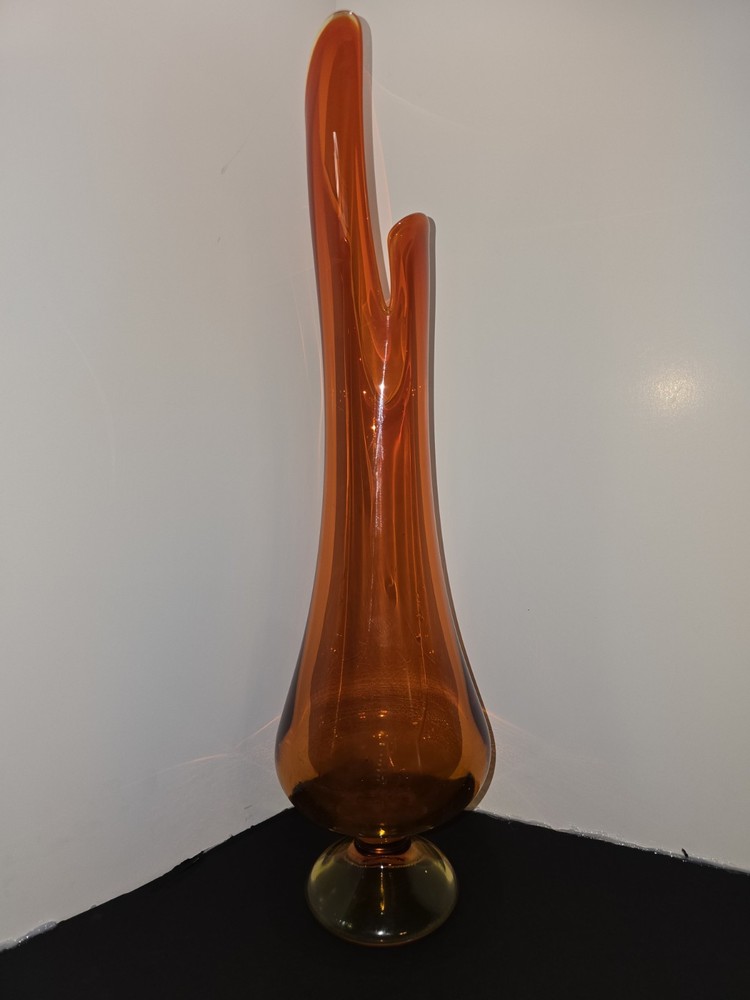 L.E Smith Orange Swing Vase