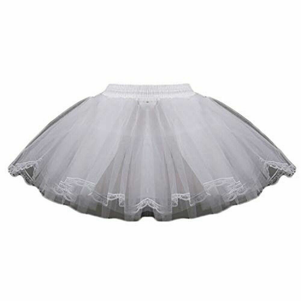 3 Layers Girls Slip Flower Girl Petticoat Crinoline Hoopless Skirt Underskirt