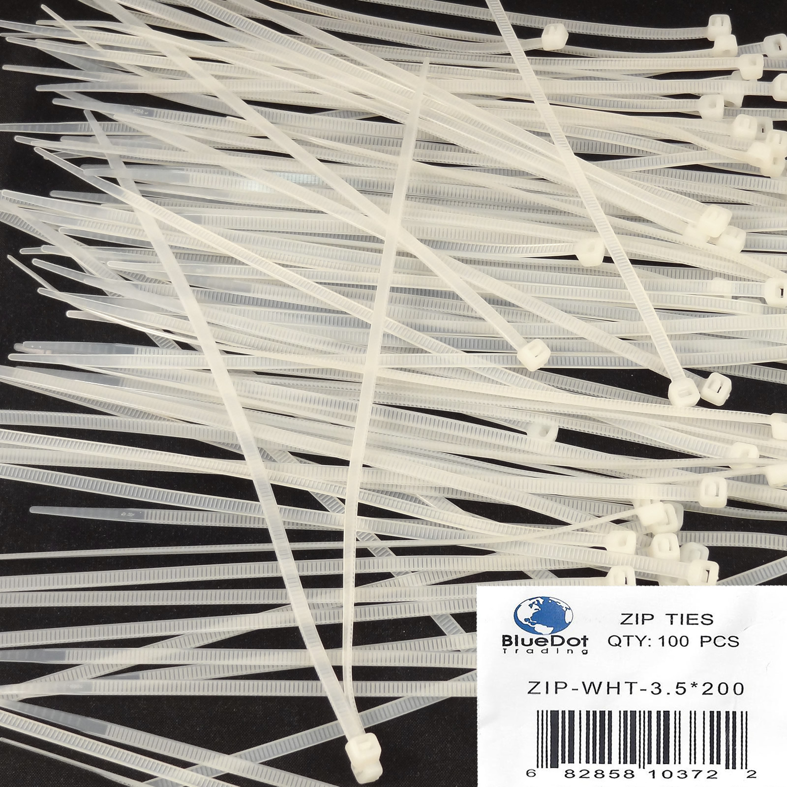 SHIPS FREE ~ 100 PACK 8 INCH NYLON ZIP CABLE TIES WIRE TIE WRAPS WHITE 40 LBS 8"