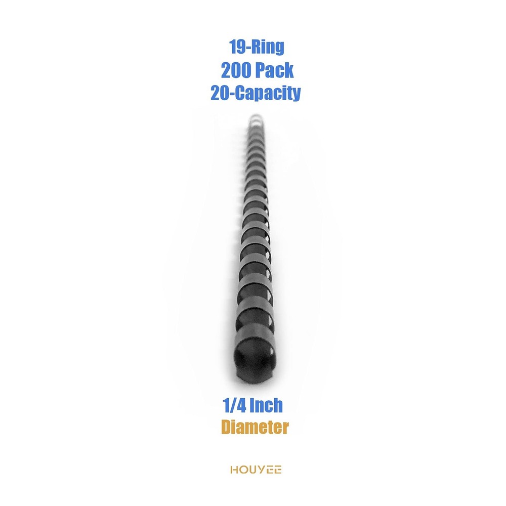 200 Pack 19 Ring Plastic Binding Comb,1/4 Inch Diameter,20 Sheet Capacity,Let...