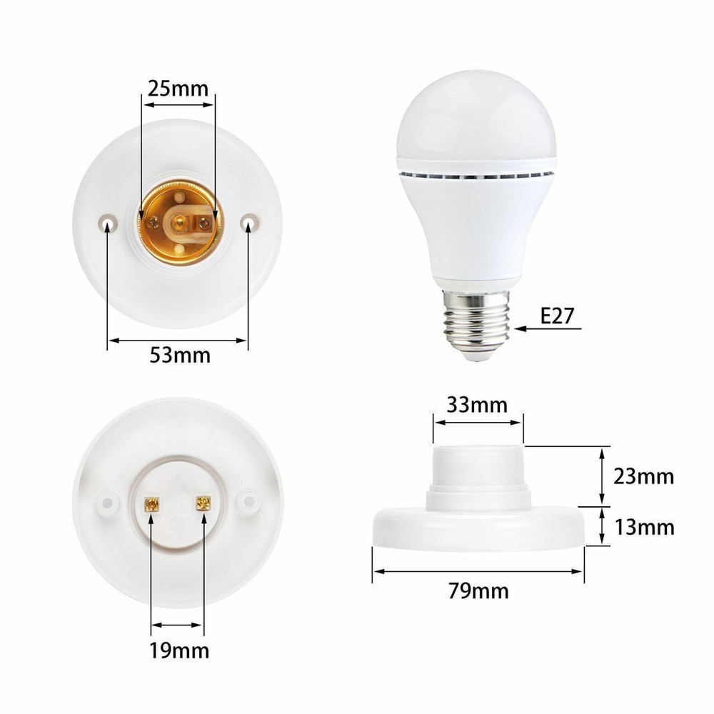 1-20Pack Light Bulb Pendant E27 Lamp Round Fixing Base Holder Screw Cap Socket