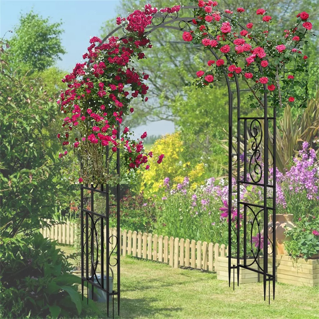 XXL Double-layer Garden Arch Trellis Metal Climbing Plant Archway with 8 Prongs