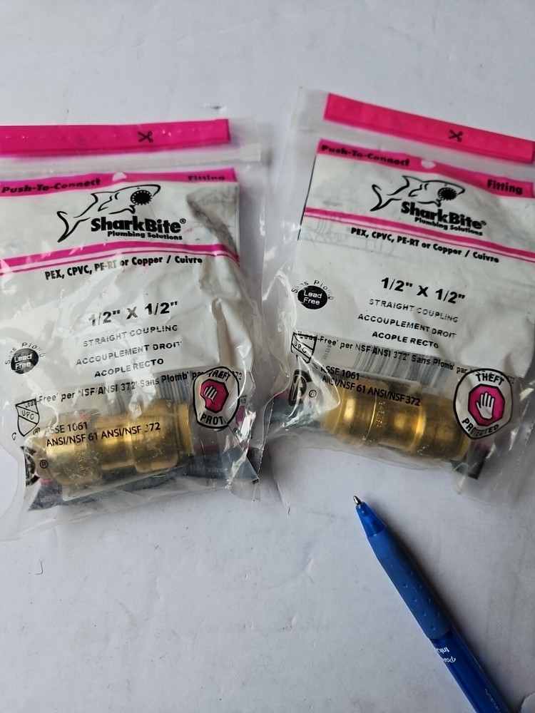 SharkBite U008LFA 1/2"x1/2" Straight Coupling (2 For $16) OMC27