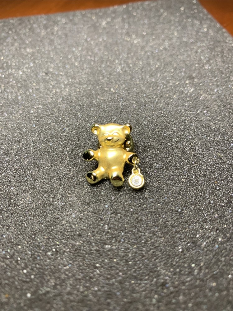 Giusti Goldtone Matte Bear Tack Pin Dangle Sparkle