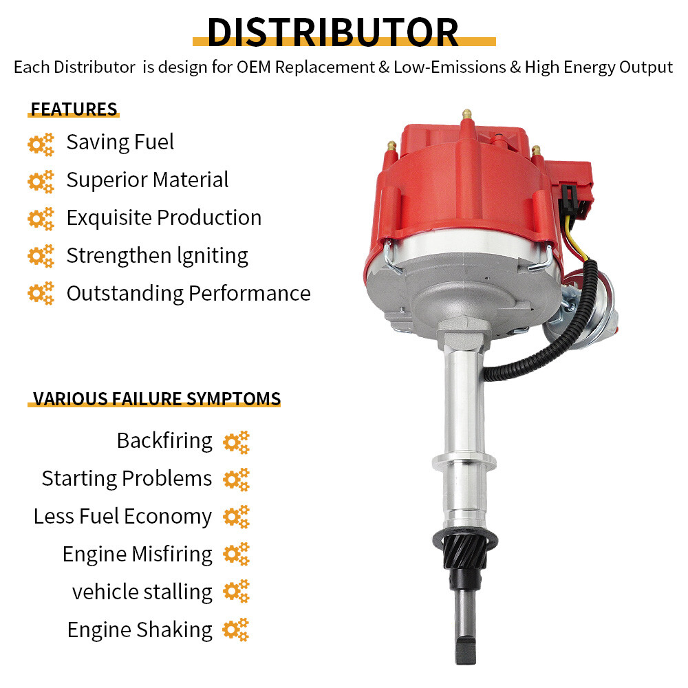 INLINE 6 232 258 4.2L 6 CYL HEI DISTRIBUTOR + RED WIRES USA FOR JEEP CJ5 CJ7 AMC
