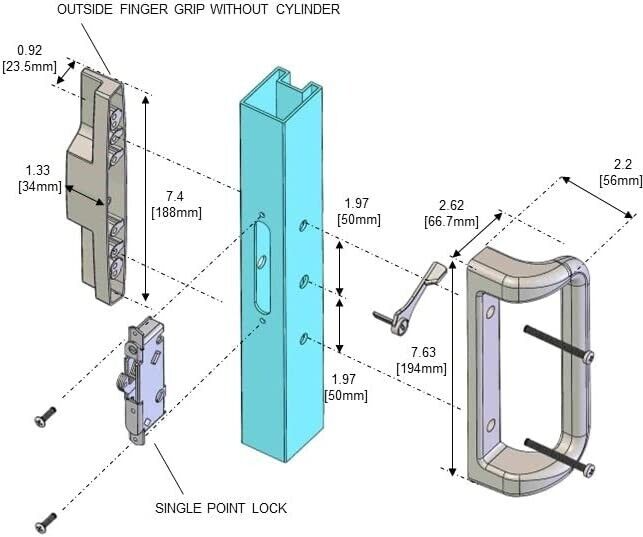 House Guard White Patio Door Handle Set with Mortise Lock for Replacement