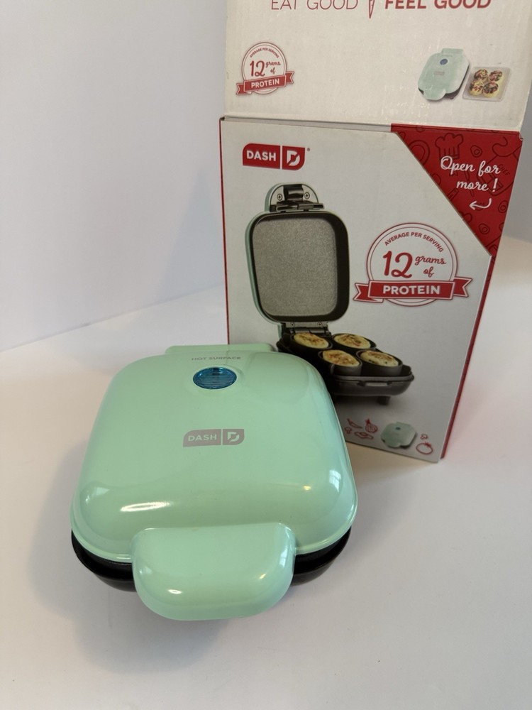 Dash Egg Bite Maker DBBM400 Aqua Mini Cooker 4 Cup w Box Manual
