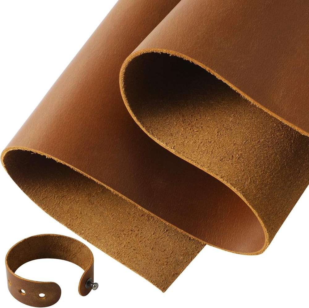 100% Natural Bourbon Brown Leather Sheet – 12''x24'' for DIY Projects