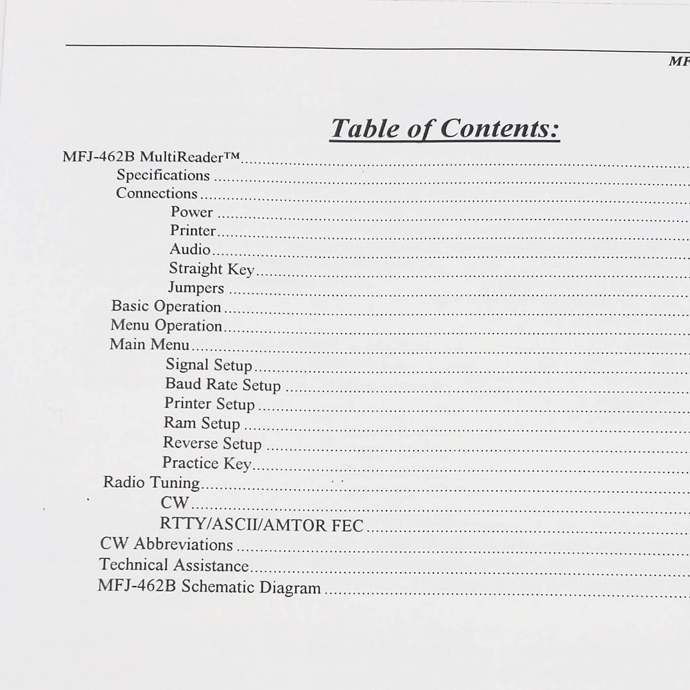 MFJ-462B MultiReader V. 2C Original Manual