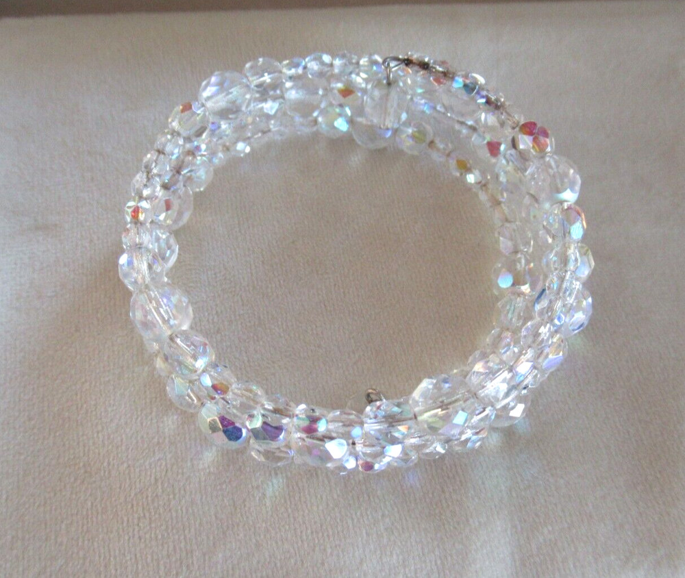 Memory Wire Multiple Rows AB Wrap Adjustable Bracelet, Size S/M New