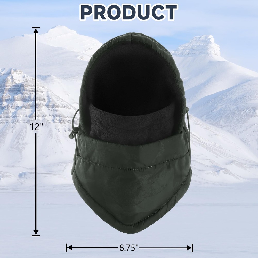 Balaclava Ski Mask for Men, Lining Windproof Face One Size, Black Camo
