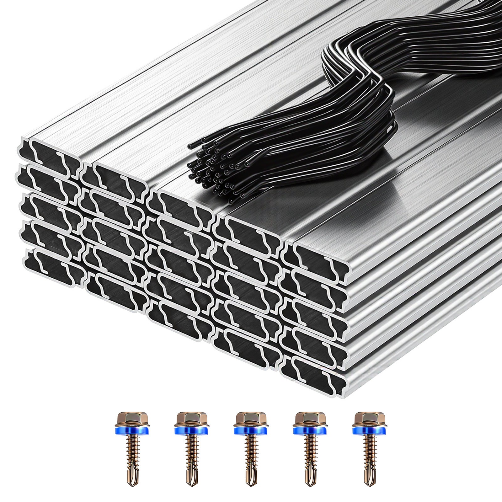 Uimoso Greenhouse Aluminum Lock Channel & Spring Wire Set, 50 Pieces, 6.56 ft